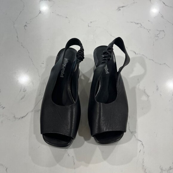 Jeffrey Campbell Extendo Platform Slingback Sandal In Black Leather SIZE 6.5 - Picture 2 of 11